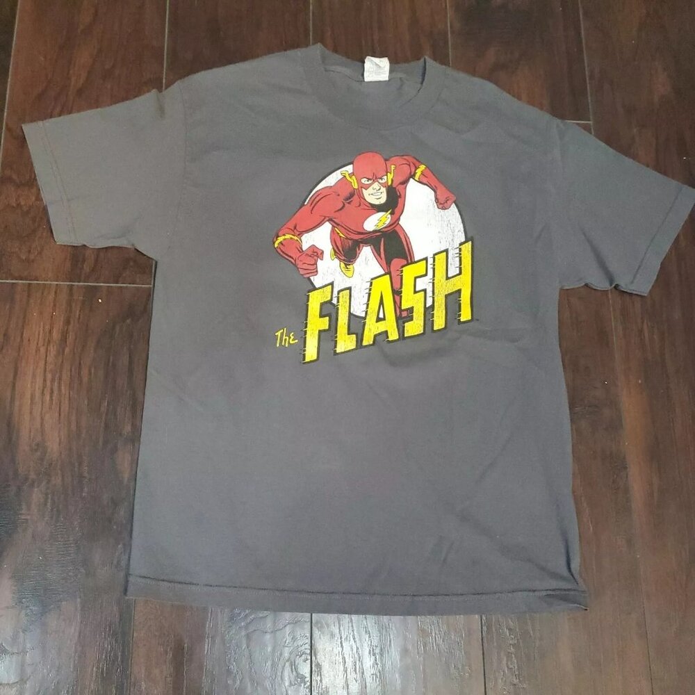 Vtg DC Comics Originals The Flash Mens Large T Shirt Gray EUC Comic Hero